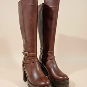 Botas de caña alta color madera con plataforma (5001)